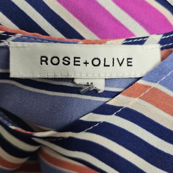 Rose & Olive Womens Top Bright Multicolor Striped Sleeveless Pullover Tank Top M - Picture 7 of 9